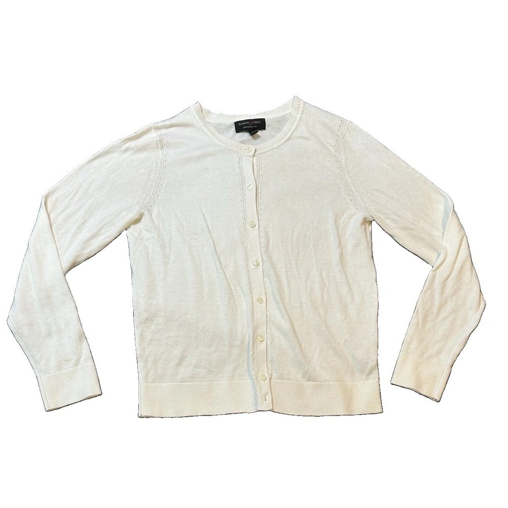 Banana Republic Premium Luxe Yarn Cardigan Sweater Cashmere Silk Blend M Womens